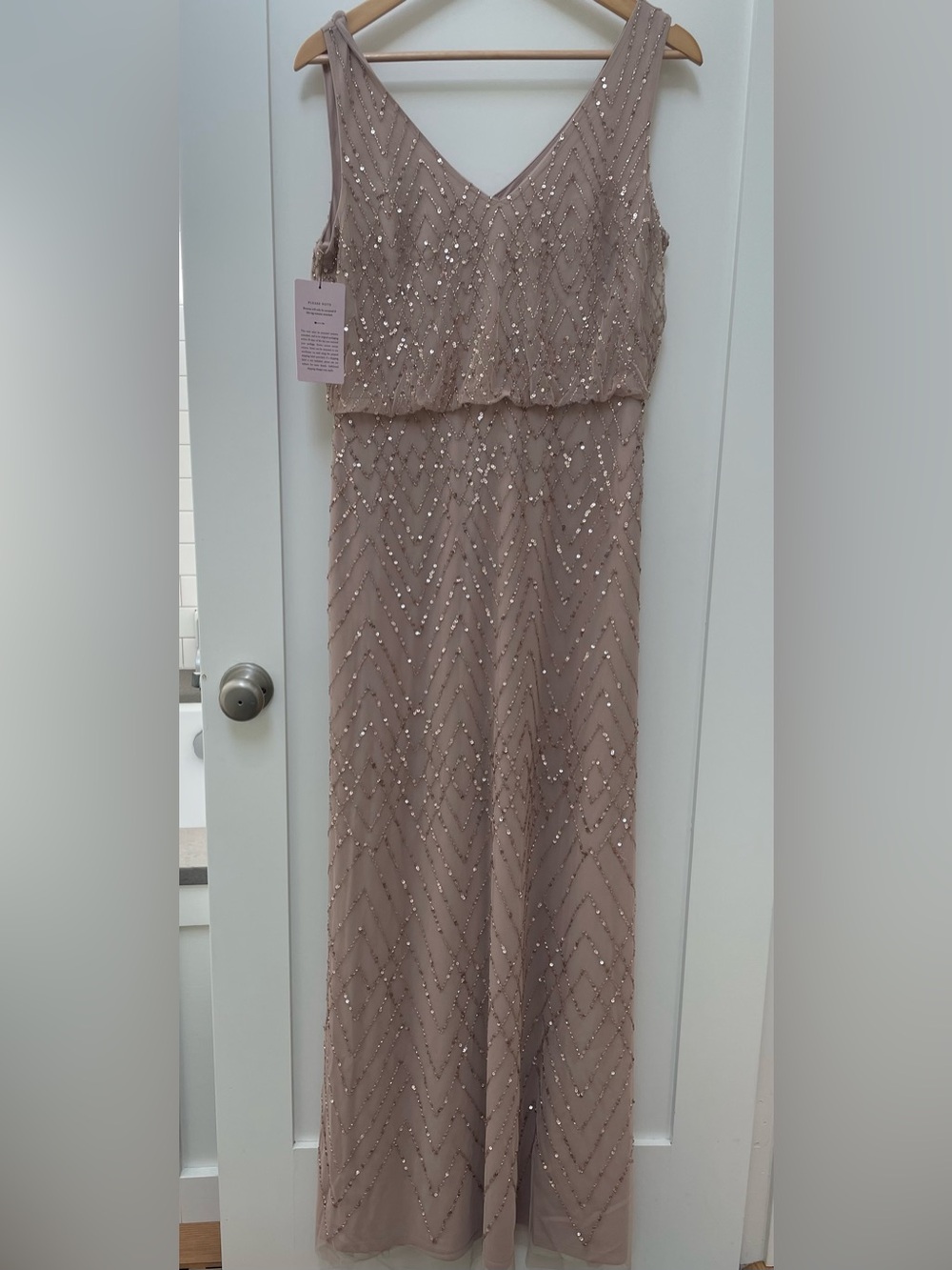 NWT Anthropologie BHLDN Blaise Dress Size 10 Sequins Beaded Blush *Read*